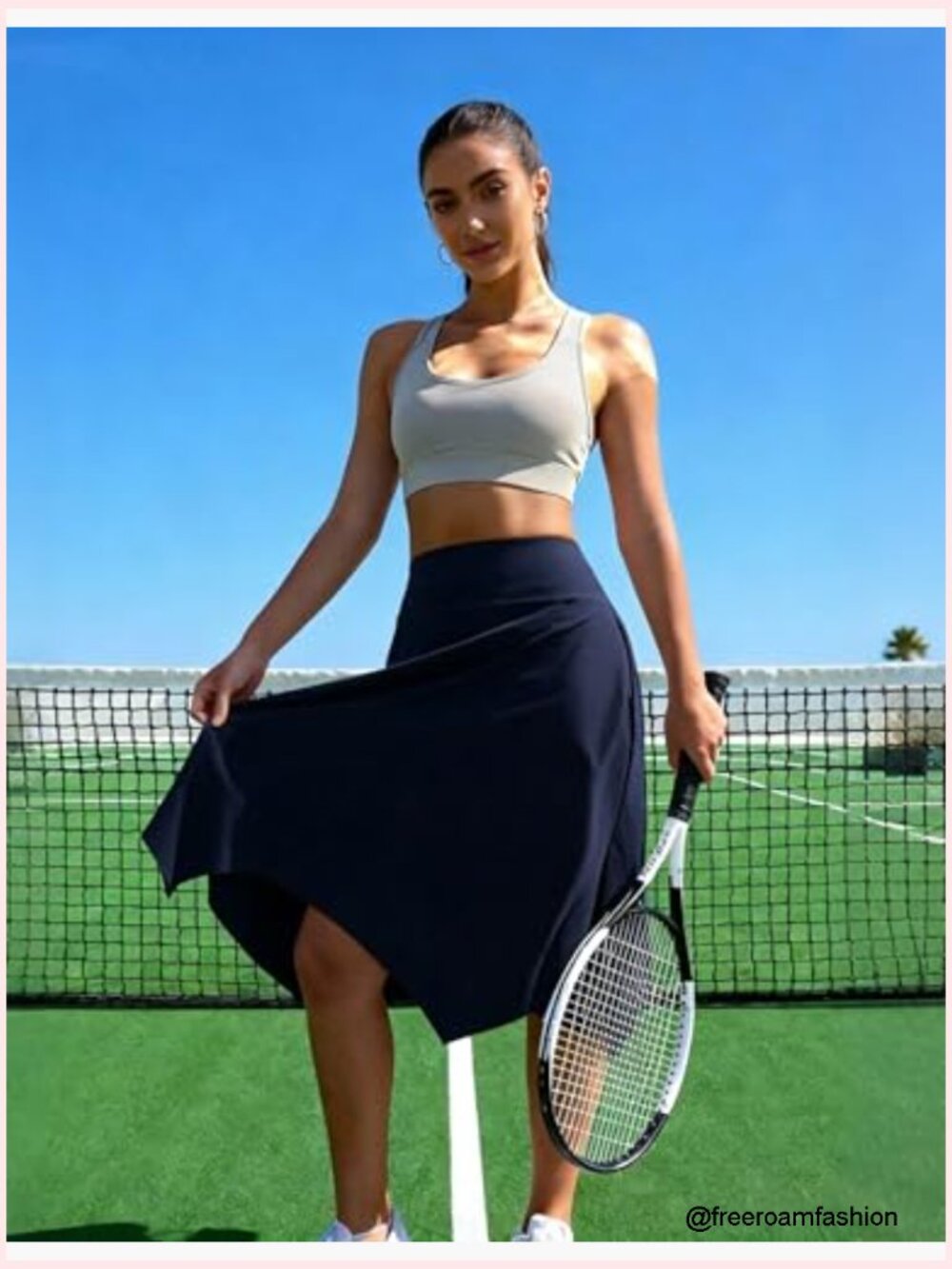 Knee Length Skort with Pockets, High Waisted Tennis Golf Skirt, Athletic Skirt - Picture 7 of 7